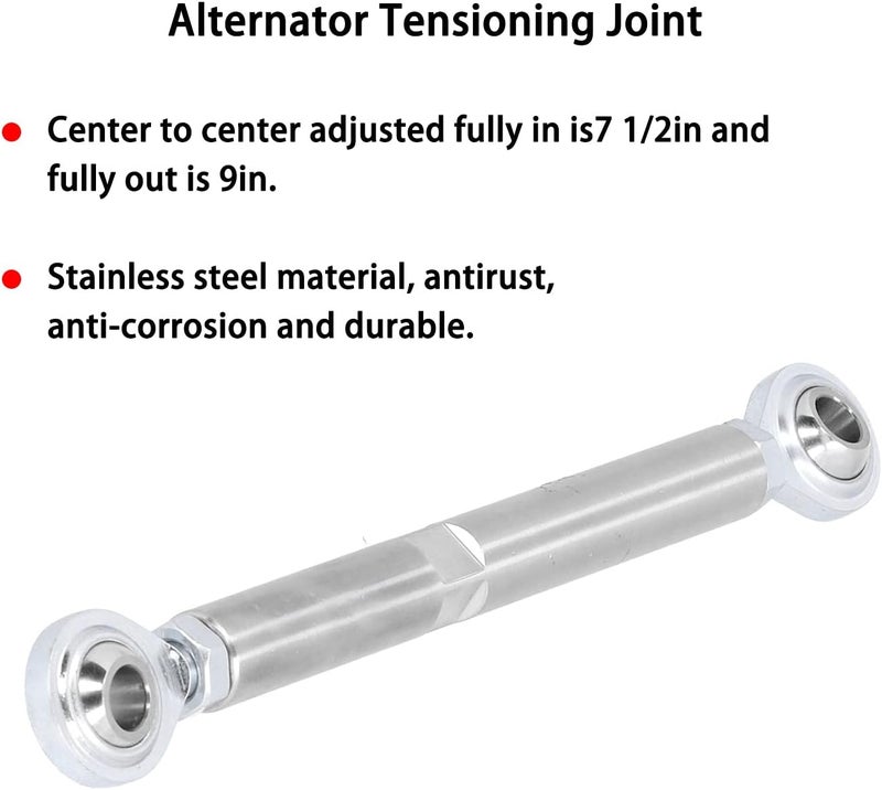 Klanata 7 Adjustable Tensioner Rod, Short Water Pump Alternator Bracket Joint, Stainless Steel Alternator Mount, Compatible with SBC BBC 350 454 Engines - Image 5